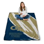 georgia tech yellow jackets stroke art gold white quilt blanket best selling