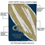georgia tech yellow jackets stroke art gold white quilt blanket best selling
