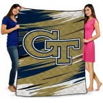 georgia tech yellow jackets wild lines gold white quilt blanket best selling