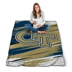 georgia tech yellow jackets wild lines gold white quilt blanket best selling