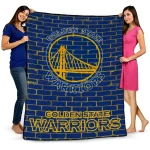 golden state warriors brick grid blue quilt blanket best selling