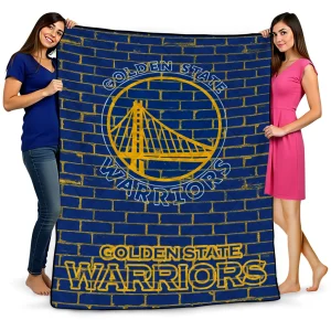golden state warriors brick grid blue quilt blanket best selling