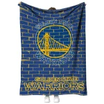 golden state warriors brick grid blue quilt blanket best selling