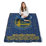 golden state warriors brick grid blue quilt blanket best selling