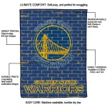 golden state warriors brick grid blue quilt blanket best selling