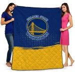 golden state warriors dot illusion blue quilt blanket best selling