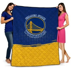 golden state warriors dot illusion blue quilt blanket best selling