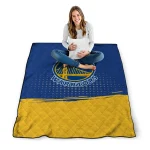 golden state warriors dot illusion blue quilt blanket best selling