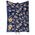 golden state warriors hibiscus foliage blue quilt blanket best selling