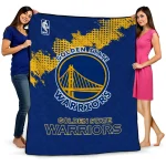 golden state warriors nba grunge blue quilt blanket best selling
