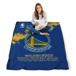 golden state warriors nba grunge blue quilt blanket best selling