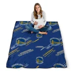 golden state warriors sketch lines blue quilt blanket best selling