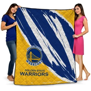 golden state warriors stroke art blue white quilt blanket best selling