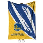 golden state warriors stroke art blue white quilt blanket best selling