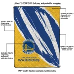 golden state warriors stroke art blue white quilt blanket best selling