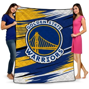 golden state warriors wild lines blue white quilt blanket best selling