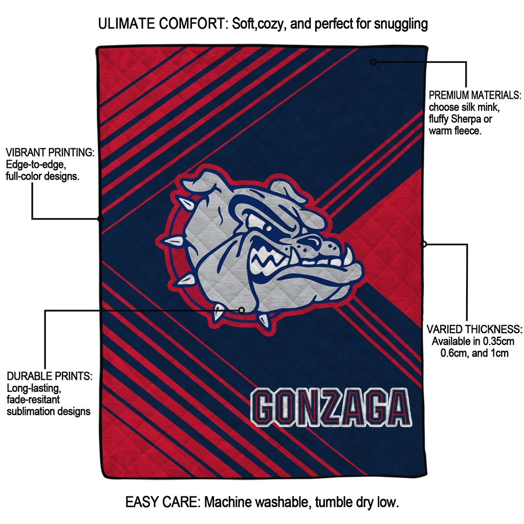 gonzaga bulldogs arrow layers blue quilt blanket latest model gonzaga bulldogs arrow layers blue quilt blanket latest model
