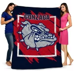 gonzaga bulldogs block border blue quilt blanket best selling