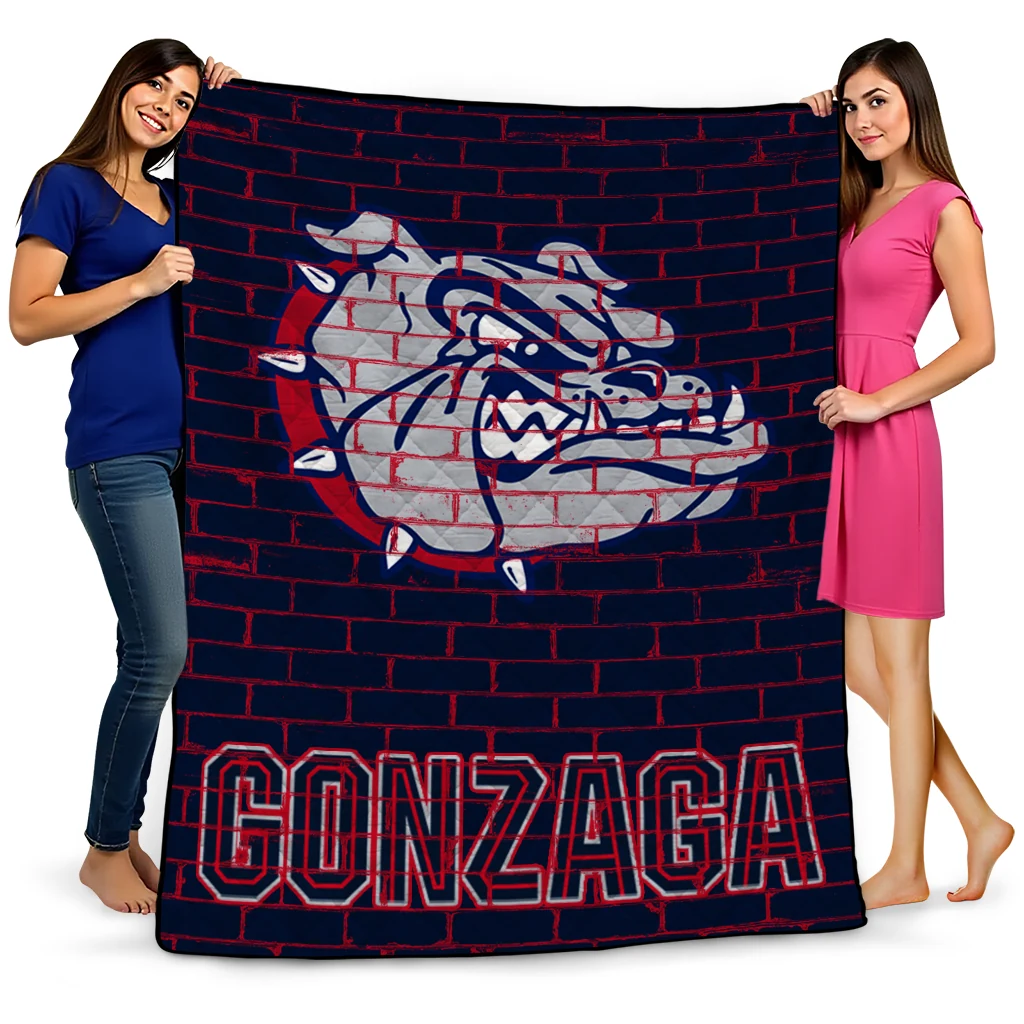 gonzaga bulldogs brick grid blue quilt blanket best selling
