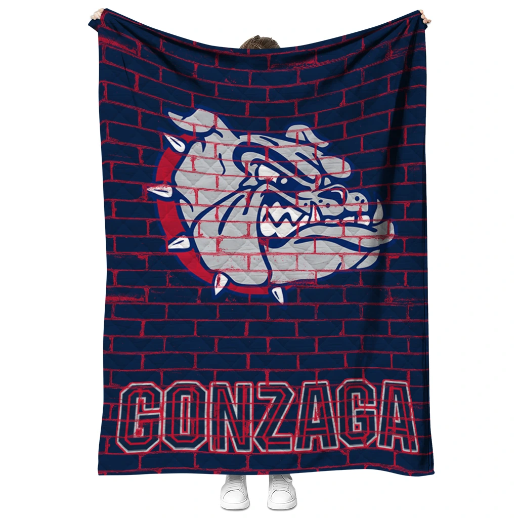 gonzaga bulldogs brick grid blue quilt blanket fashion forward