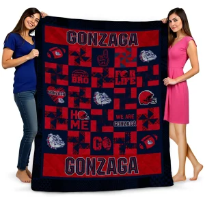 gonzaga bulldogs helmet heart blue quilt blanket best selling