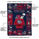 gonzaga bulldogs snoopy love blue quilt blanket best selling