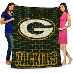 green bay packers brick grid green quilt blanket best selling