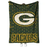 green bay packers brick grid green quilt blanket best selling