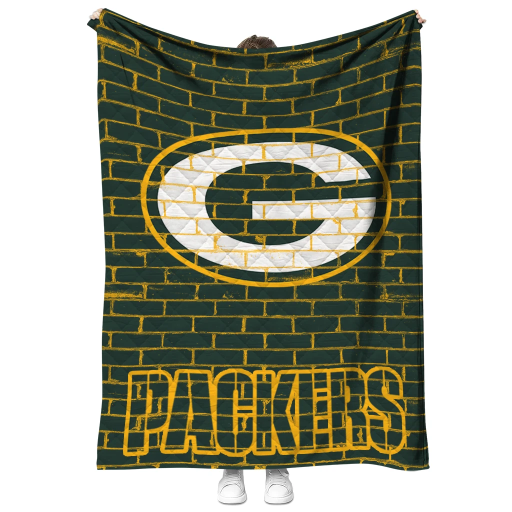 green bay packers brick grid green quilt blanket fashion forward