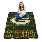 green bay packers brick grid green quilt blanket best selling