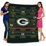 green bay packers handdrawn stripes green quilt blanket best selling