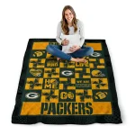 green bay packers helmet heart green quilt blanket best selling