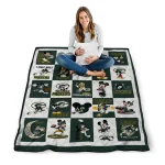 green bay packers mickey pattern green white quilt blanket best selling