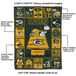 green bay packers snoopy love green quilt blanket best selling