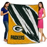 green bay packers stroke art green white quilt blanket best selling