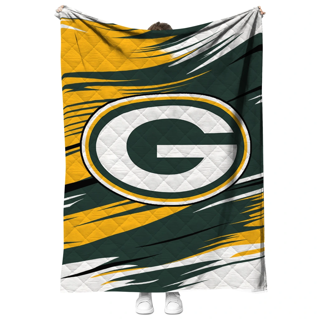 green bay packers wild lines green white quilt blanket fashion forward