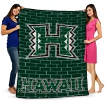 hawaii rainbow warriors brick grid green quilt blanket best selling