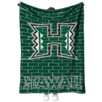 hawaii rainbow warriors brick grid green quilt blanket best selling