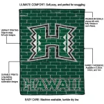hawaii rainbow warriors brick grid green quilt blanket best selling