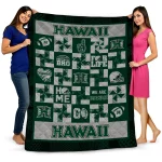 hawaii rainbow warriors helmet heart green quilt blanket best selling
