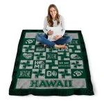 hawaii rainbow warriors helmet heart green quilt blanket best selling