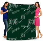 hawaii rainbow warriors sketch lines green quilt blanket best selling
