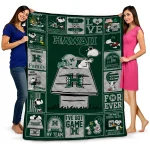 hawaii rainbow warriors snoopy love green quilt blanket best selling