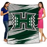 hawaii rainbow warriors wild lines green white quilt blanket best selling