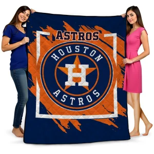 houston astros block border blue quilt blanket best selling
