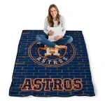 houston astros brick grid blue quilt blanket best selling