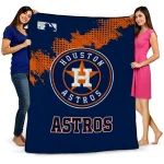 houston astros league patch blue quilt blanket best selling