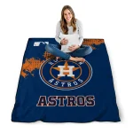 houston astros league patch blue quilt blanket best selling