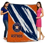 houston astros stroke art blue white quilt blanket best selling