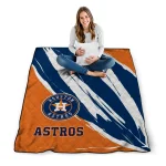 houston astros stroke art blue white quilt blanket best selling
